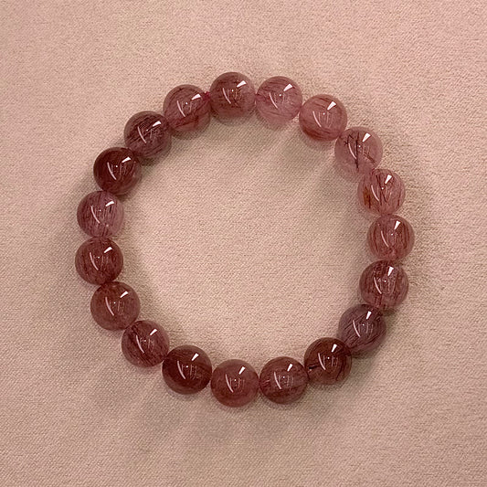 Rose Champagne Rabbit Hair Quartz Bracelet 干枯玫瑰色 粉兔毛- Rose Champagne 玫瑰香槟
