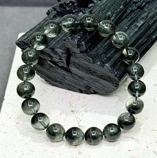 Primeval Forest Grade, Vitreous Luster, Full Star Sand & Half-Bowl Green Phantom Quartz
