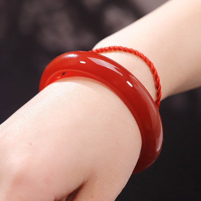 Noble Red - Red Chalcedony Bangle Bracelet (Pre-Sale) (Some In Stock)