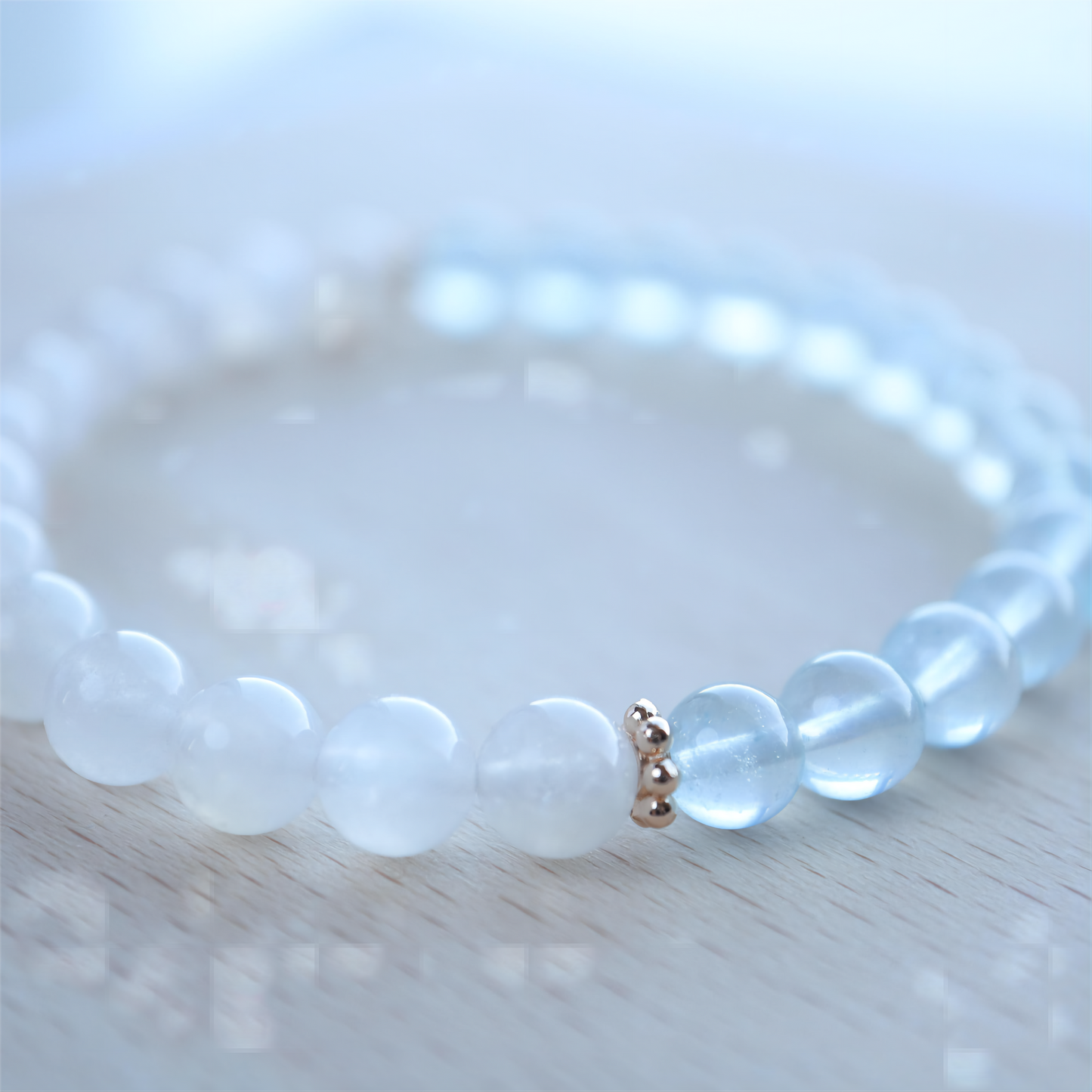 Arctic Ocean - Blue Shine White Moonstone & Aquamarine Gemstone Bracelet