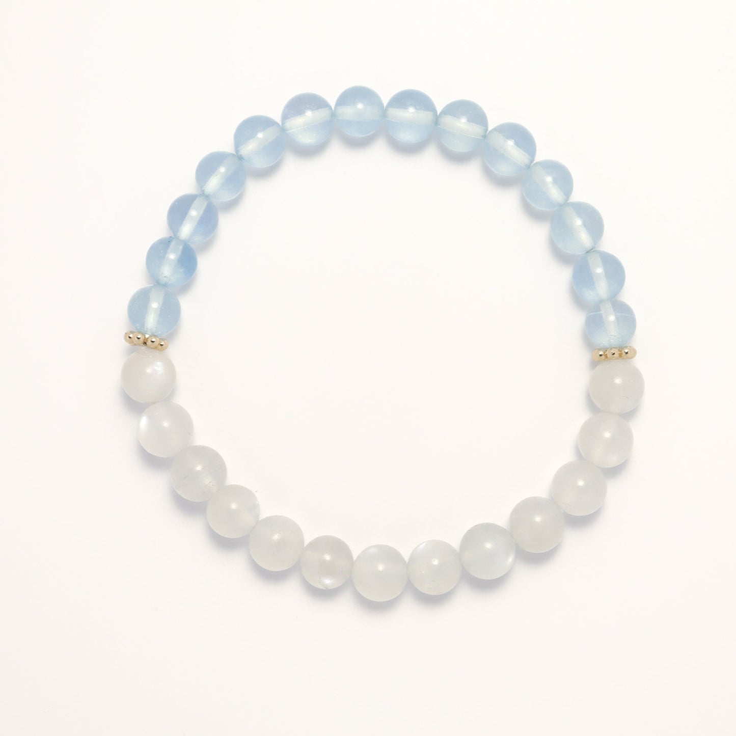 Arctic Ocean - Blue Shine White Moonstone & Aquamarine Gemstone Bracelet