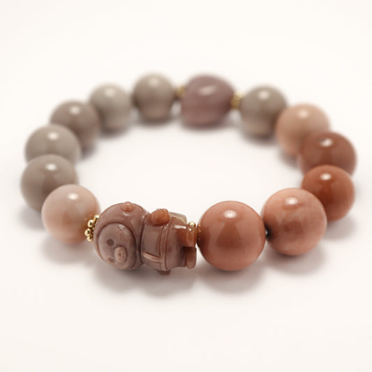 Piggy Astronaut - Alashan Agate Bracelet