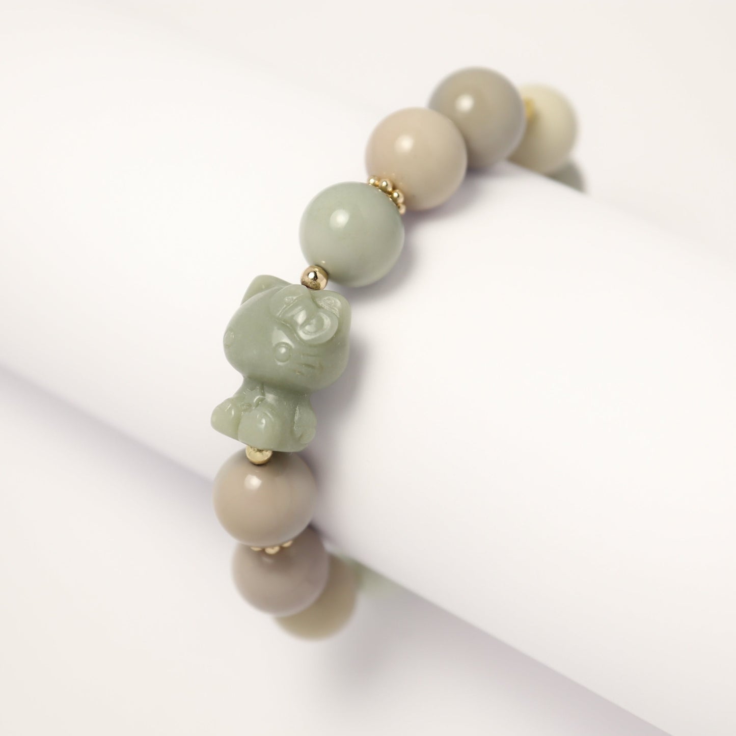 Hello Kitty & Wind Bell - Alashan Agate Gold Plated Bracelet