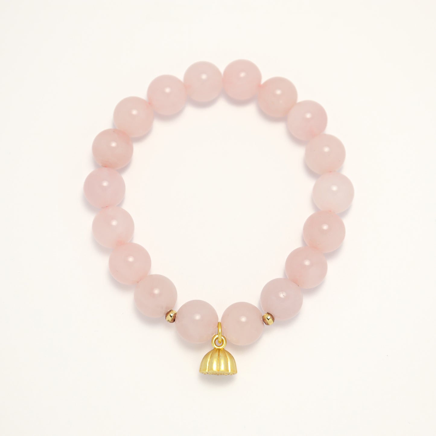 Astraea Goddess Rose Quartz Bracelet With Silver-gilt Lotus Seedpod