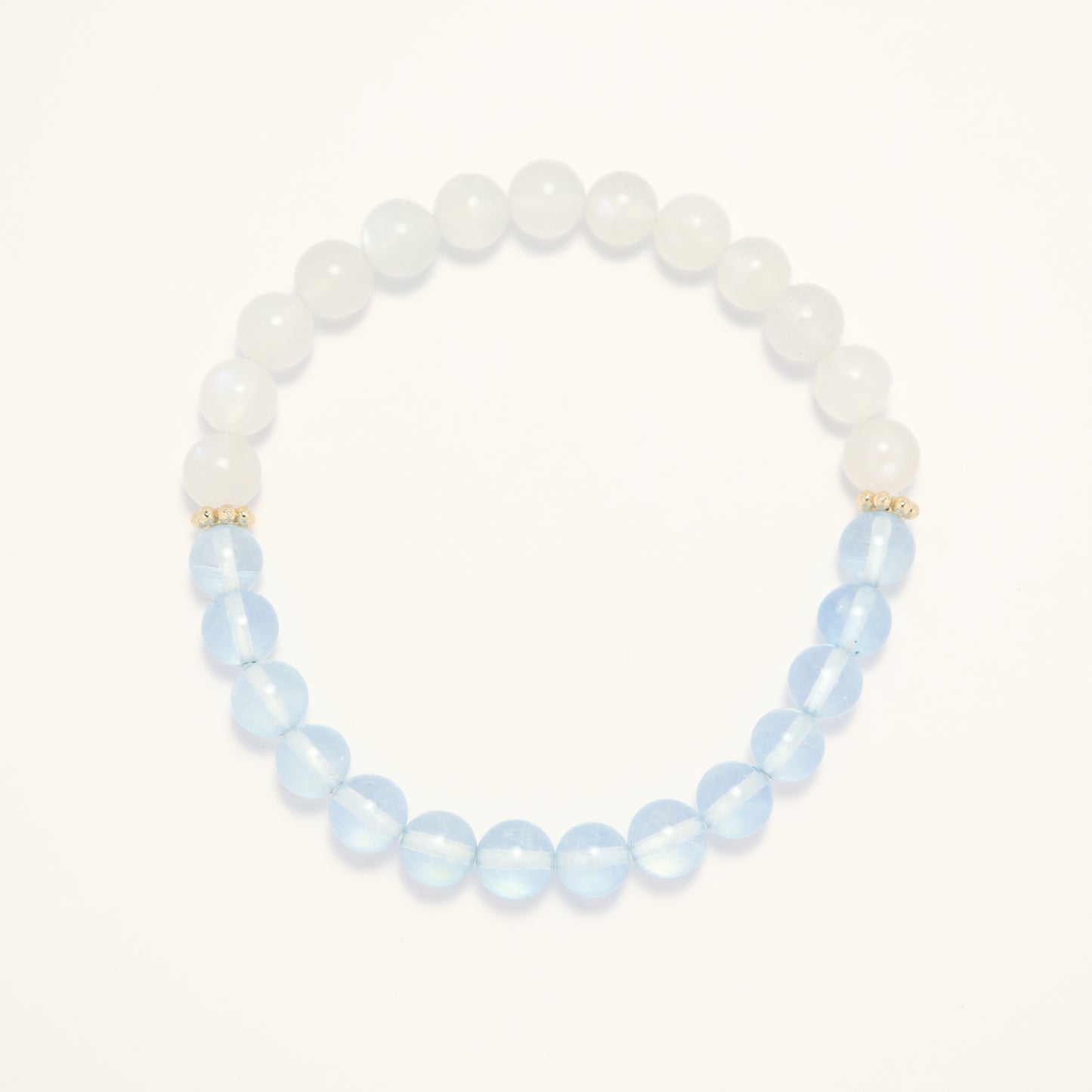 Arctic Ocean - Blue Shine White Moonstone & Aquamarine Gemstone Bracelet