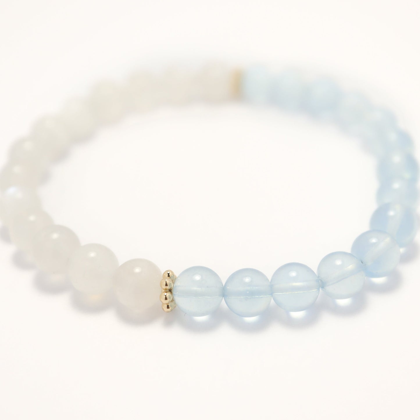Arctic Ocean - Blue Shine White Moonstone & Aquamarine Gemstone Bracelet