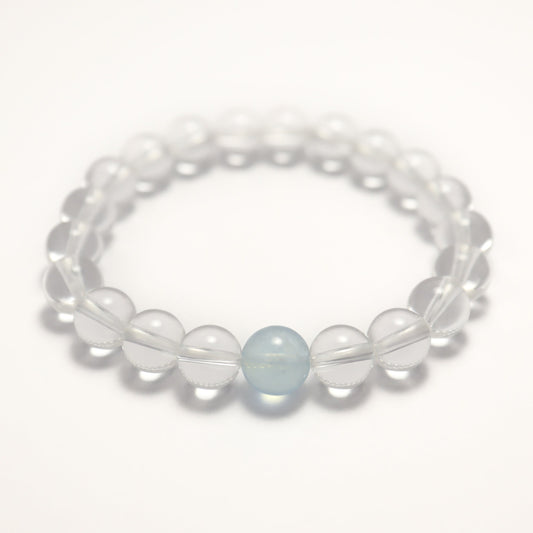 Tranquil Ocean - Clear Quartz & Aquamarine Bracelet