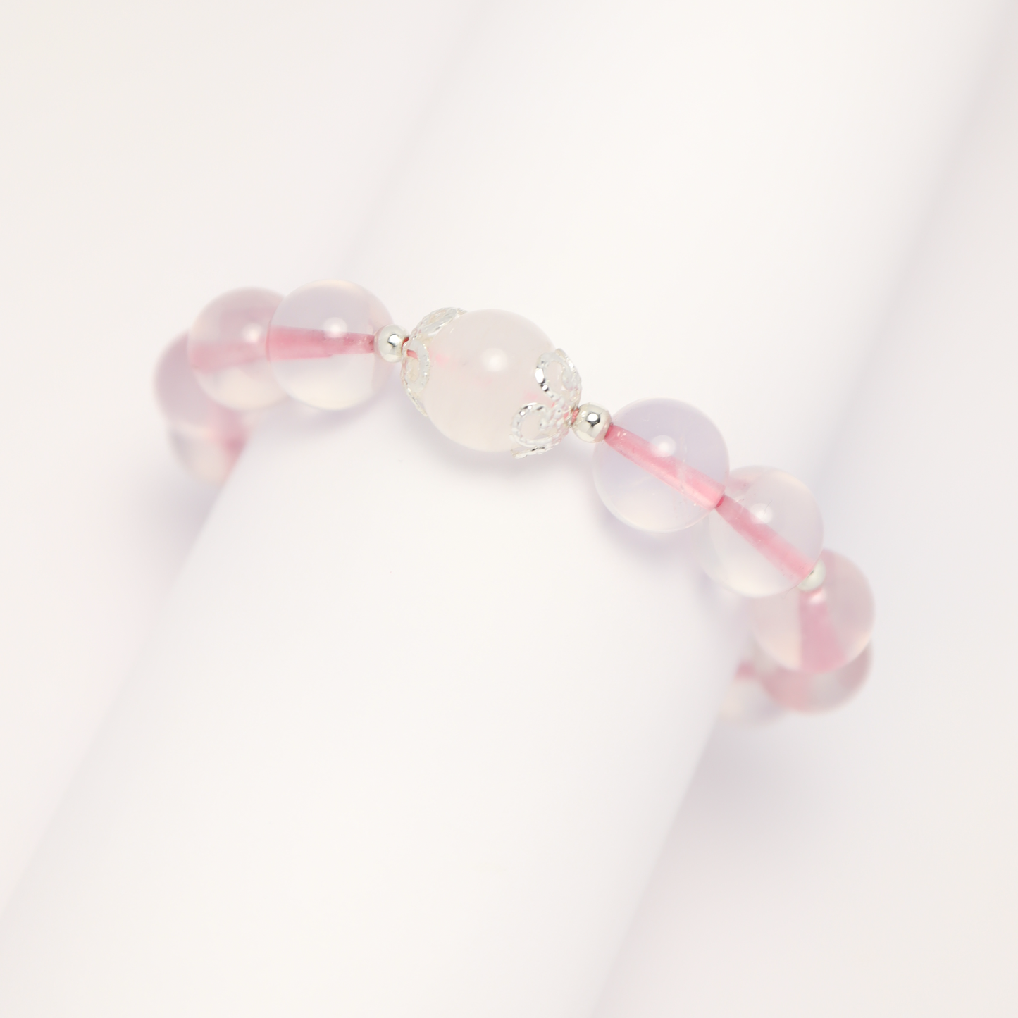 Rose Moon - Clear Mozambique Rose Quartz & Moonstone Bracelet