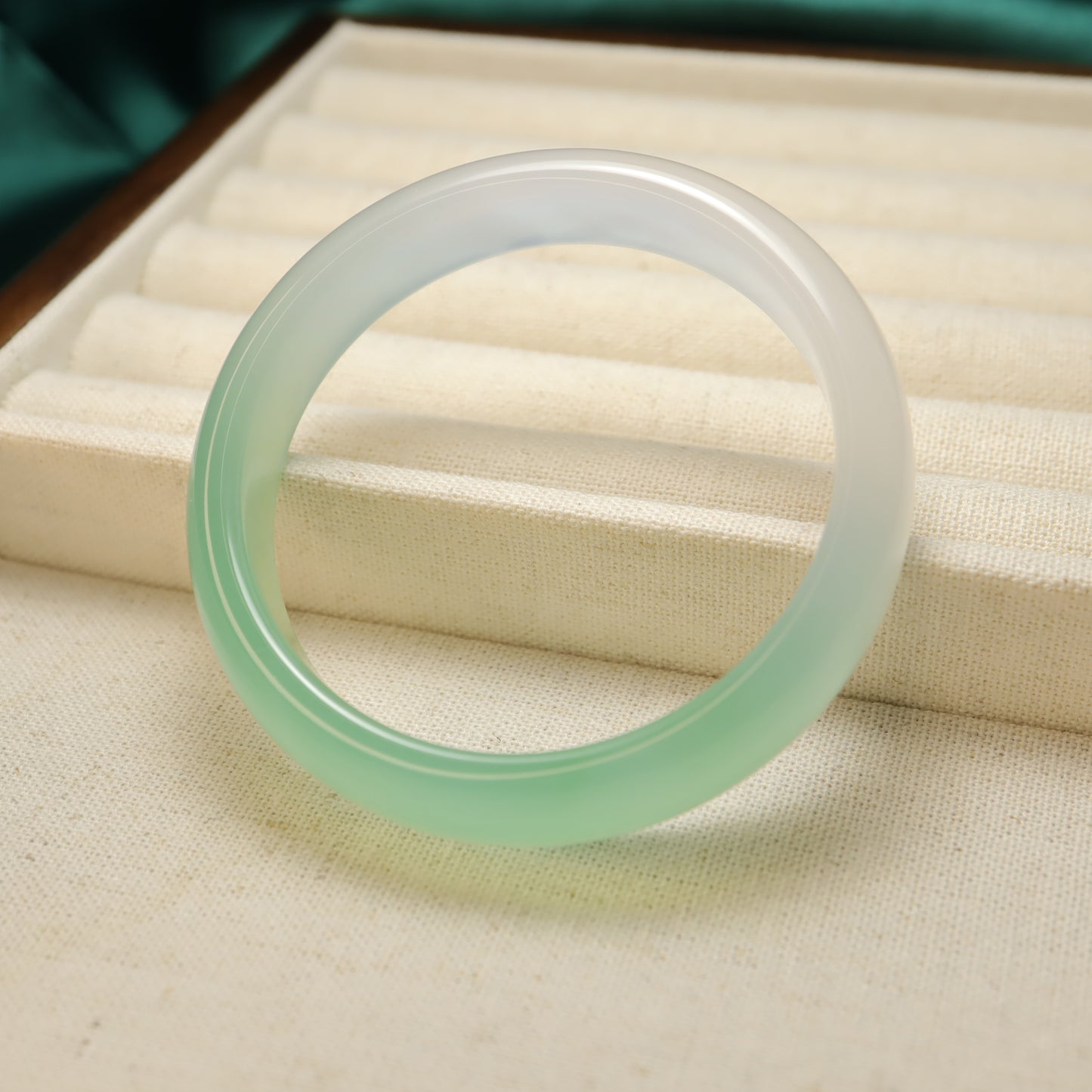 Mountain Breeze - Green & White Chalcedony Bangle Bracelet (Pre-Sale) (Some in Stock)