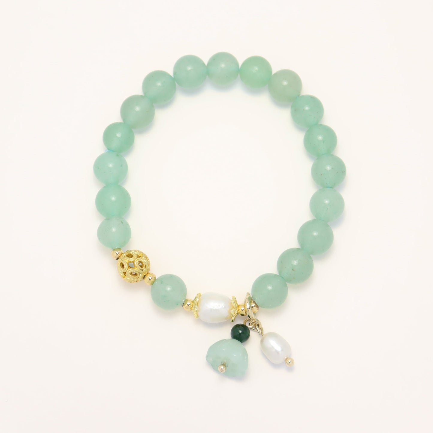 Purity & Love - Aventurine Lotus Seedpod Gemstones Freshwater Pearl Bracelet