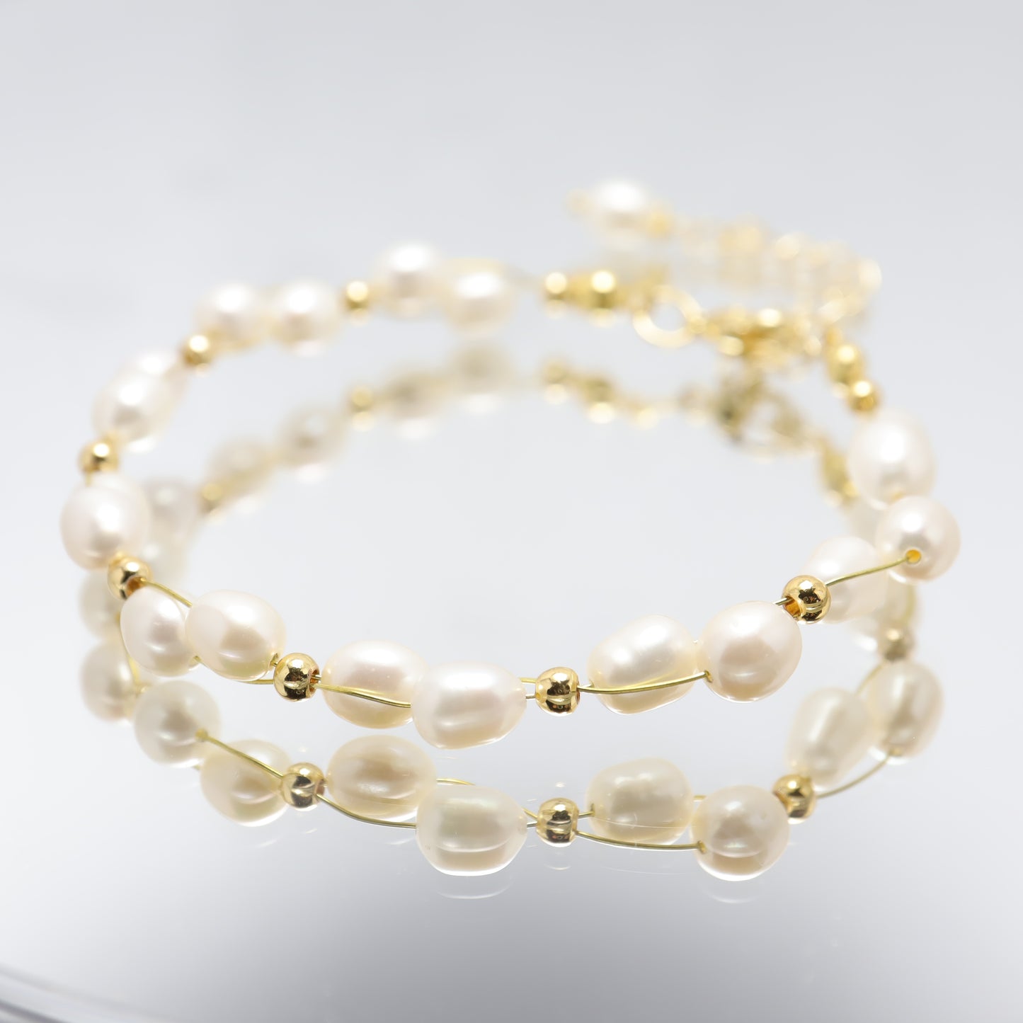Blooming Galaxy - Elegant Freshwater Pearl Bracelet With Adjustable Chain
