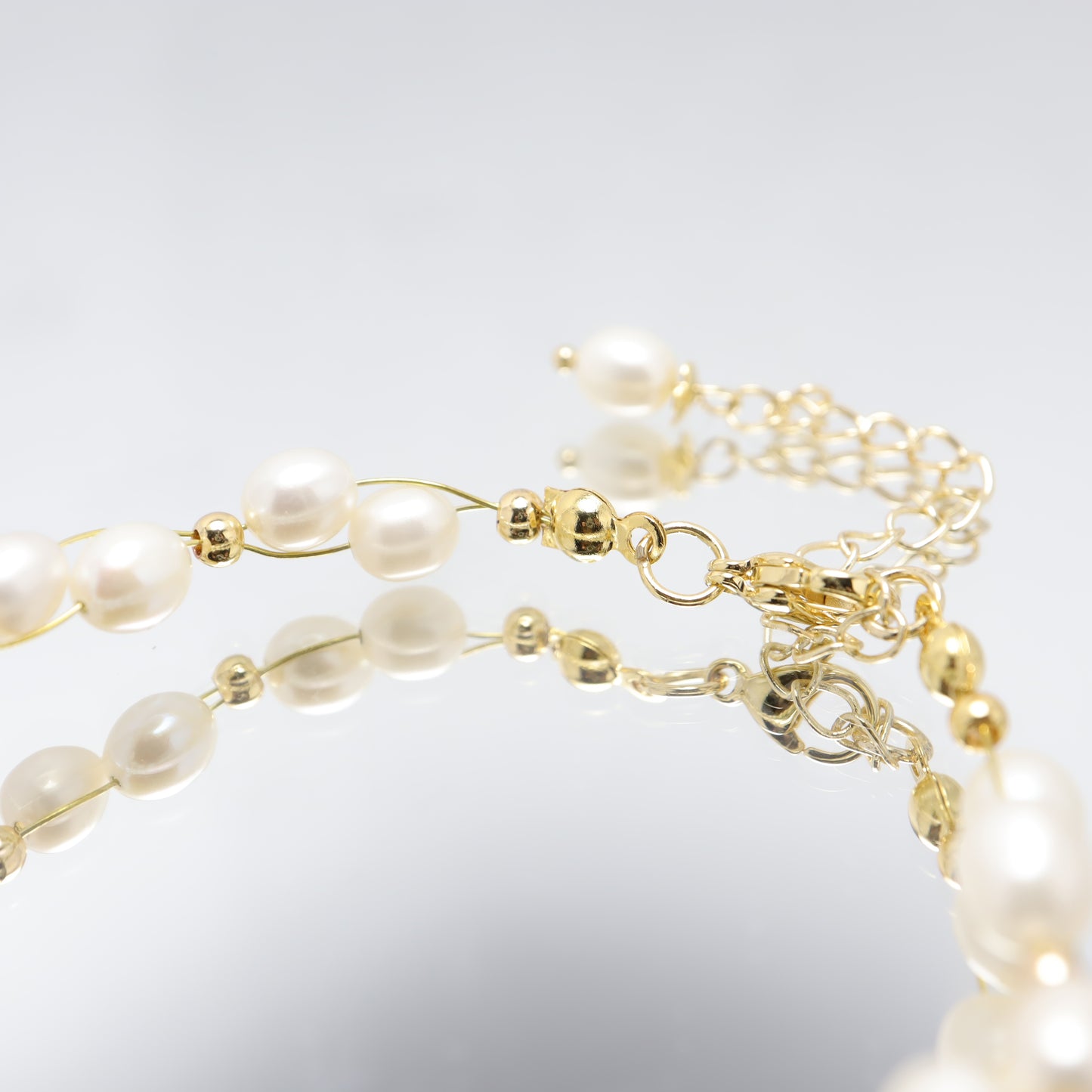 Blooming Galaxy - Elegant Freshwater Pearl Bracelet With Adjustable Chain