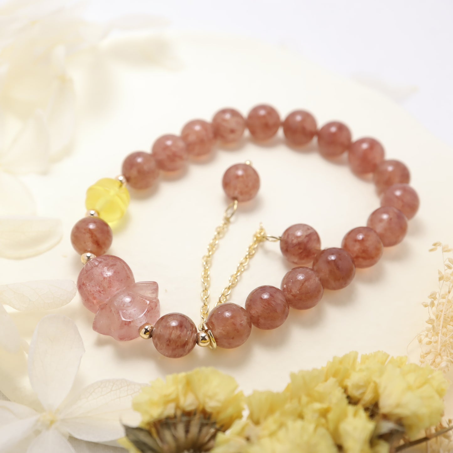 Angle Guardian Strawberry Quartz Bracelet
