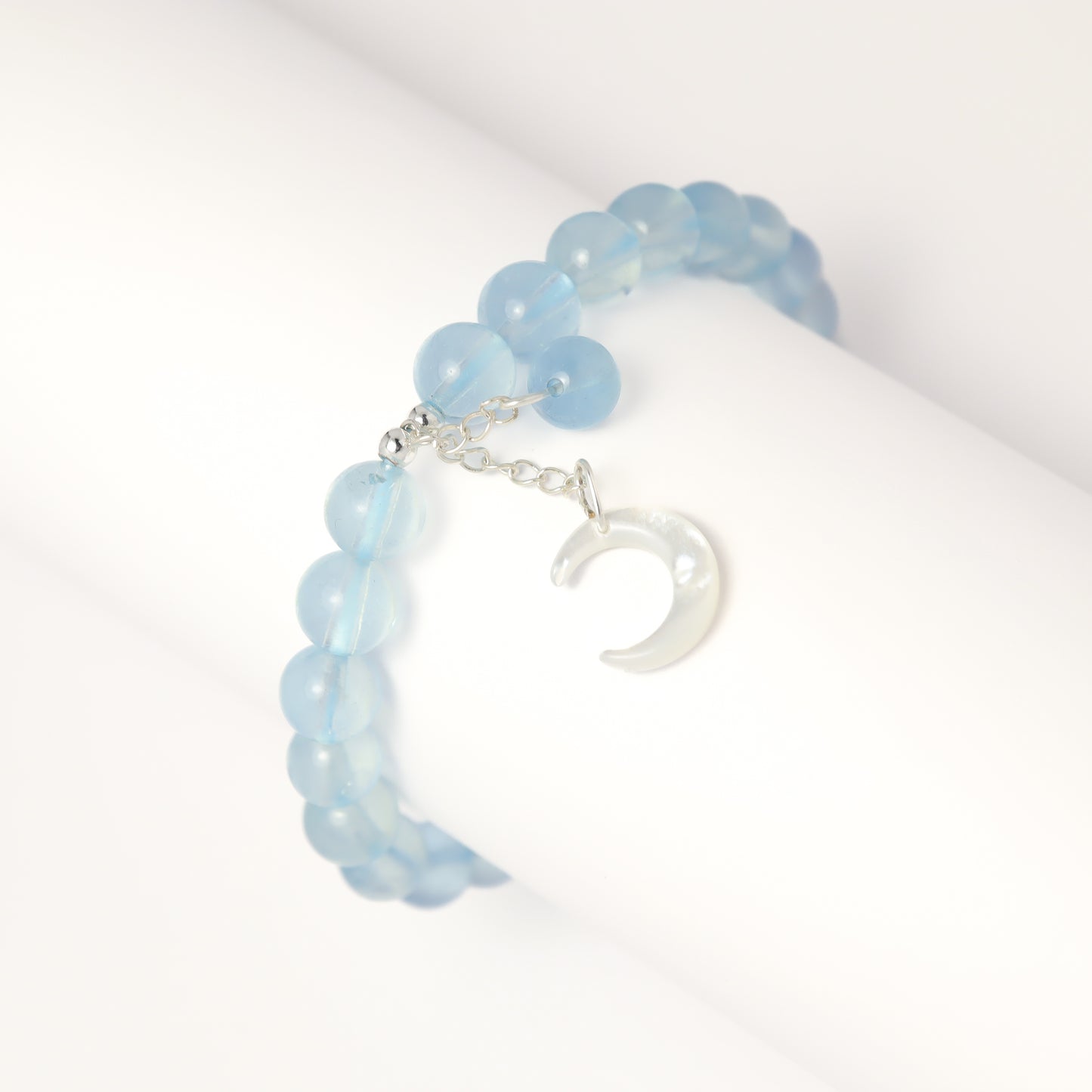 Ocean & Crescent Moon - Aquamarine Nature Shell Bracelet