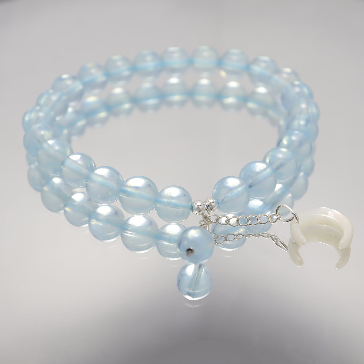 Ocean & Crescent Moon - Aquamarine Nature Shell Bracelet