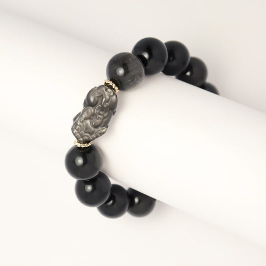 Windfall - Pixiu & Meteorite Silver-Sheen Obsidian (Female & Male)