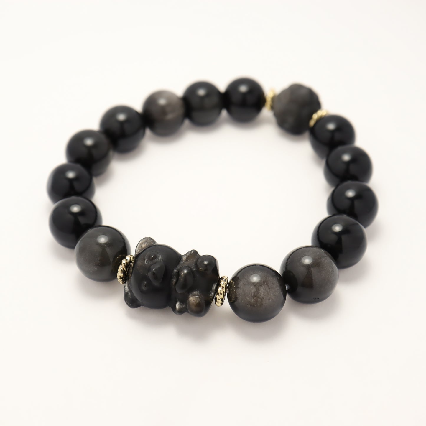 Loving Bear Silver-Sheen Obsidian Bracelet (Female & Male)