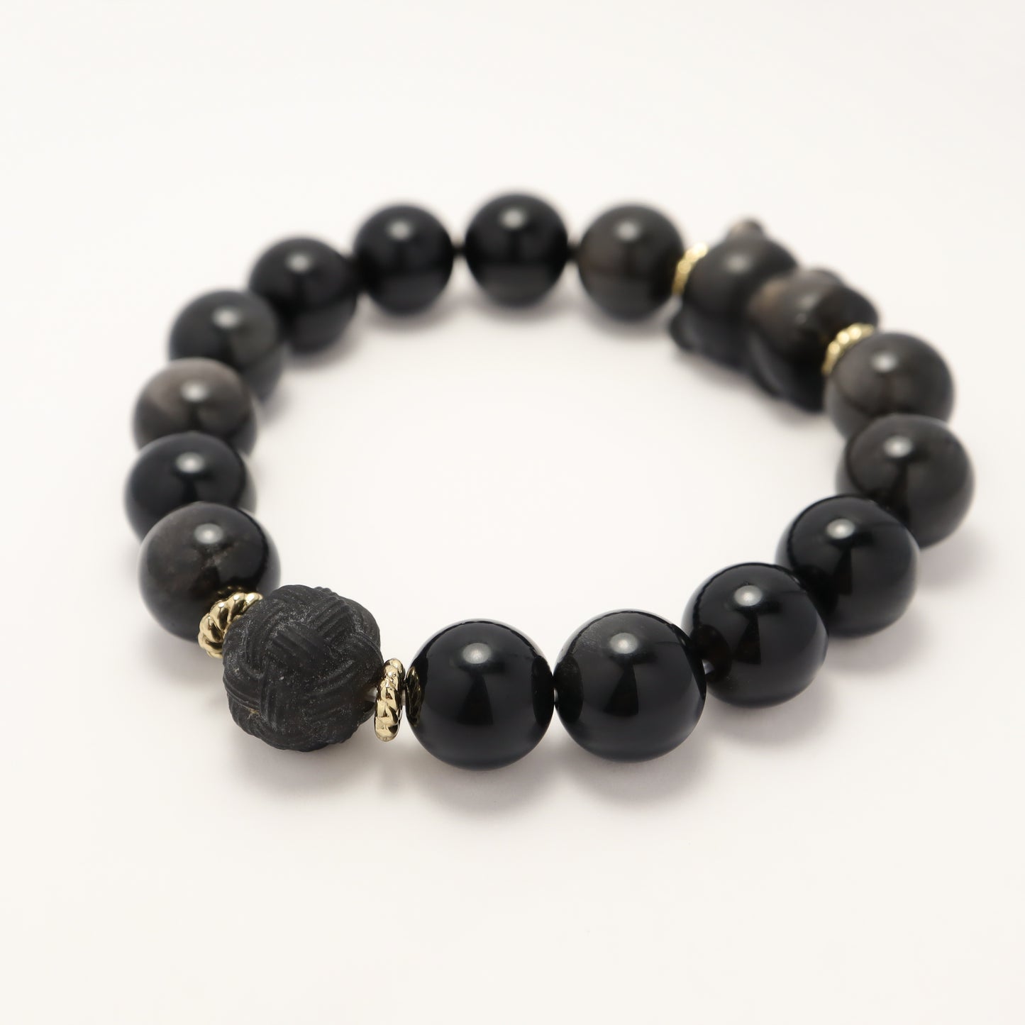 Loving Bear Silver-Sheen Obsidian Bracelet (Female & Male)