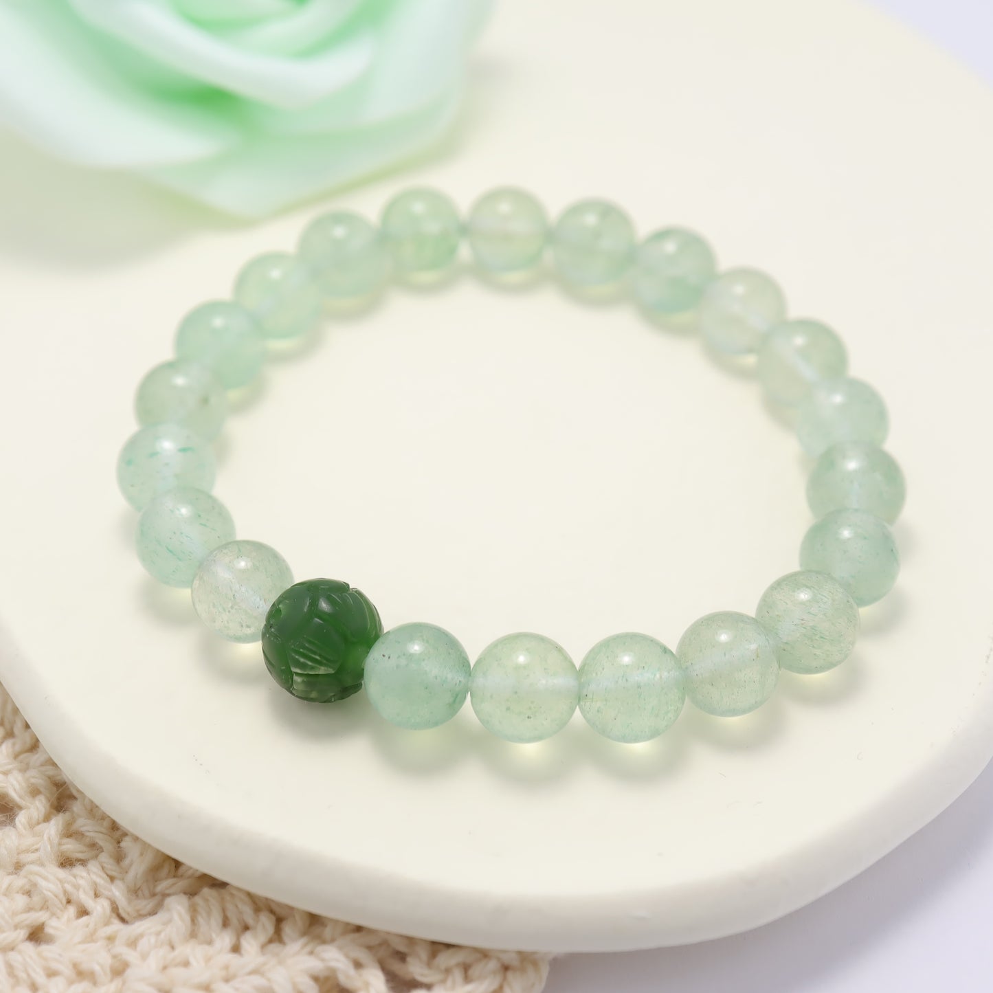 Green Fairy - Green Strawberry Quartz & Jade Bracelet