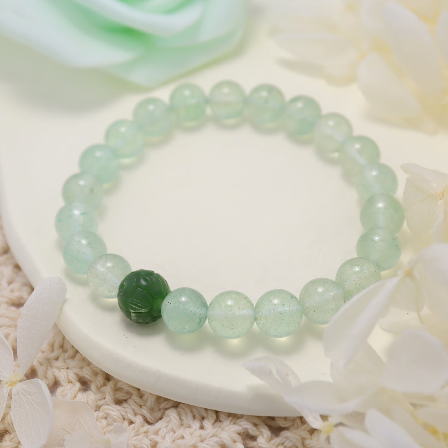 Green Fairy - Green Strawberry Quartz & Jade Bracelet