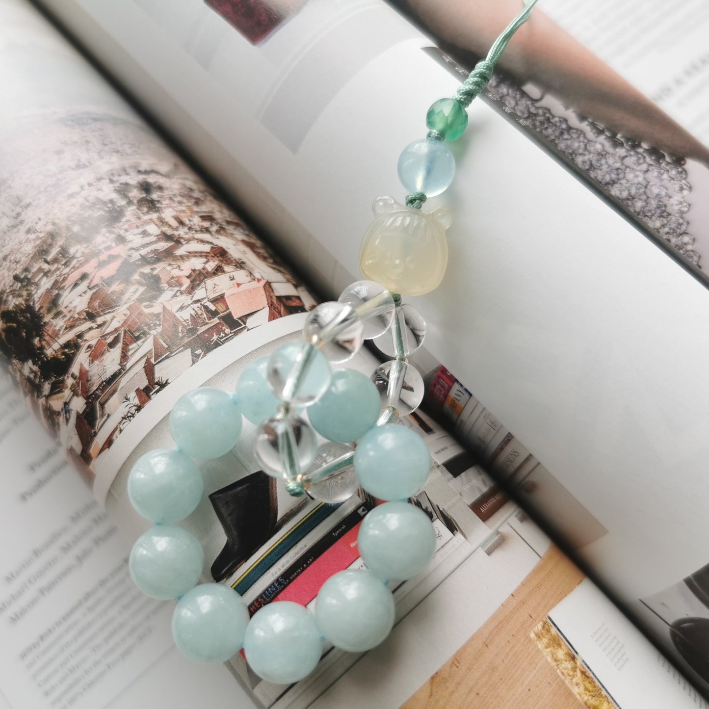Little Cutie Pie - Aquamarine Clear Crystal Duomei Alashan Key Chain/Phone Charm