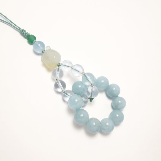 Little Cutie Pie - Aquamarine Clear Crystal Duomei Alashan Key Chain/Phone Charm