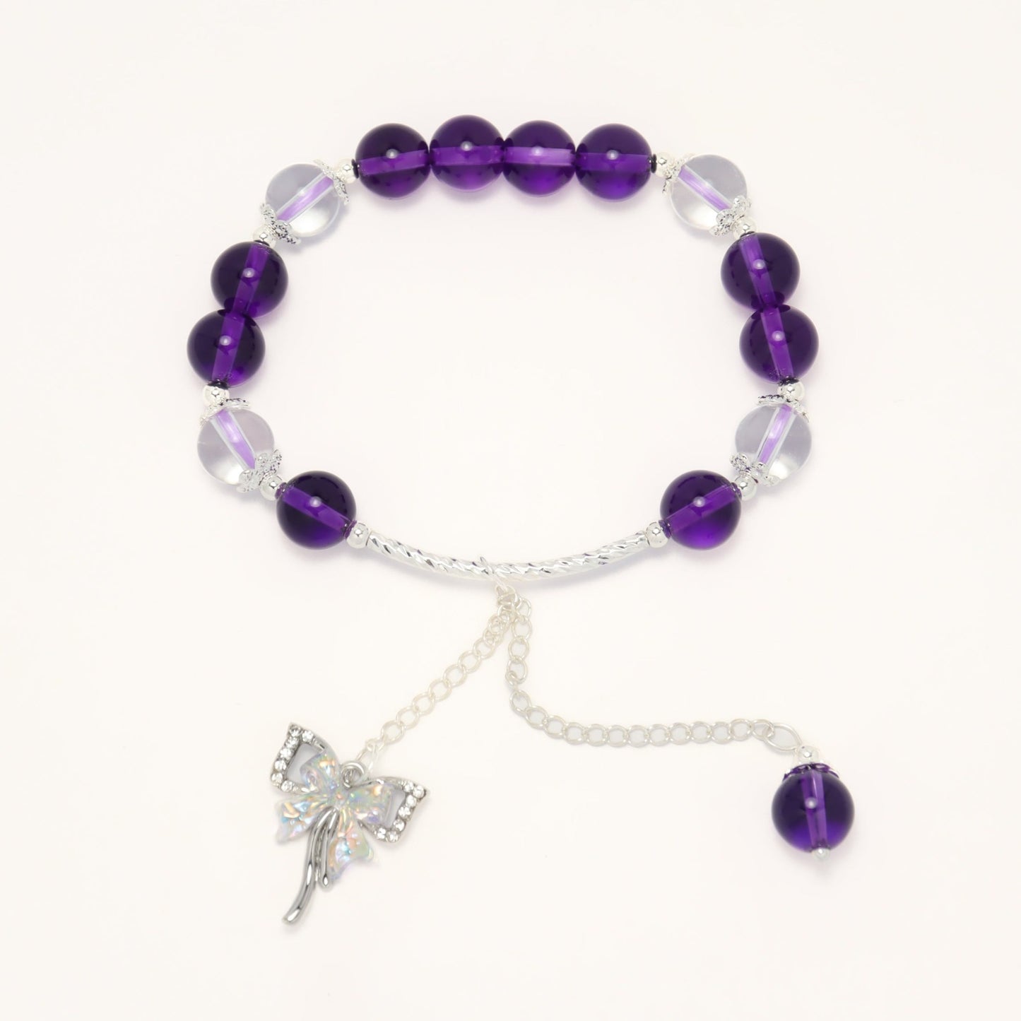 Fairy's Bowknot - Amethyst & Clear Quartz Bracelet