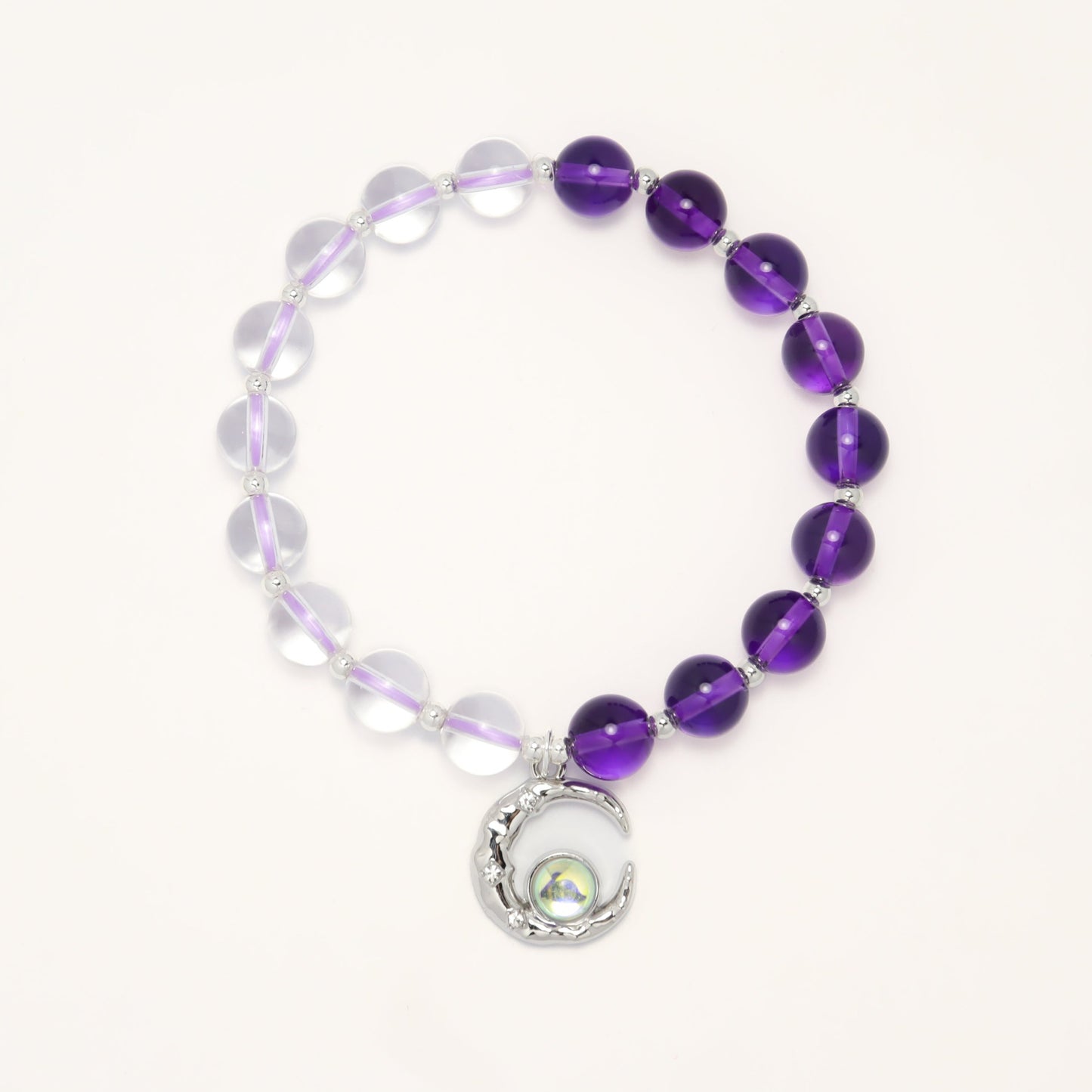 Treasure On Moon - Amethyst & Clear Quartz Bracelet