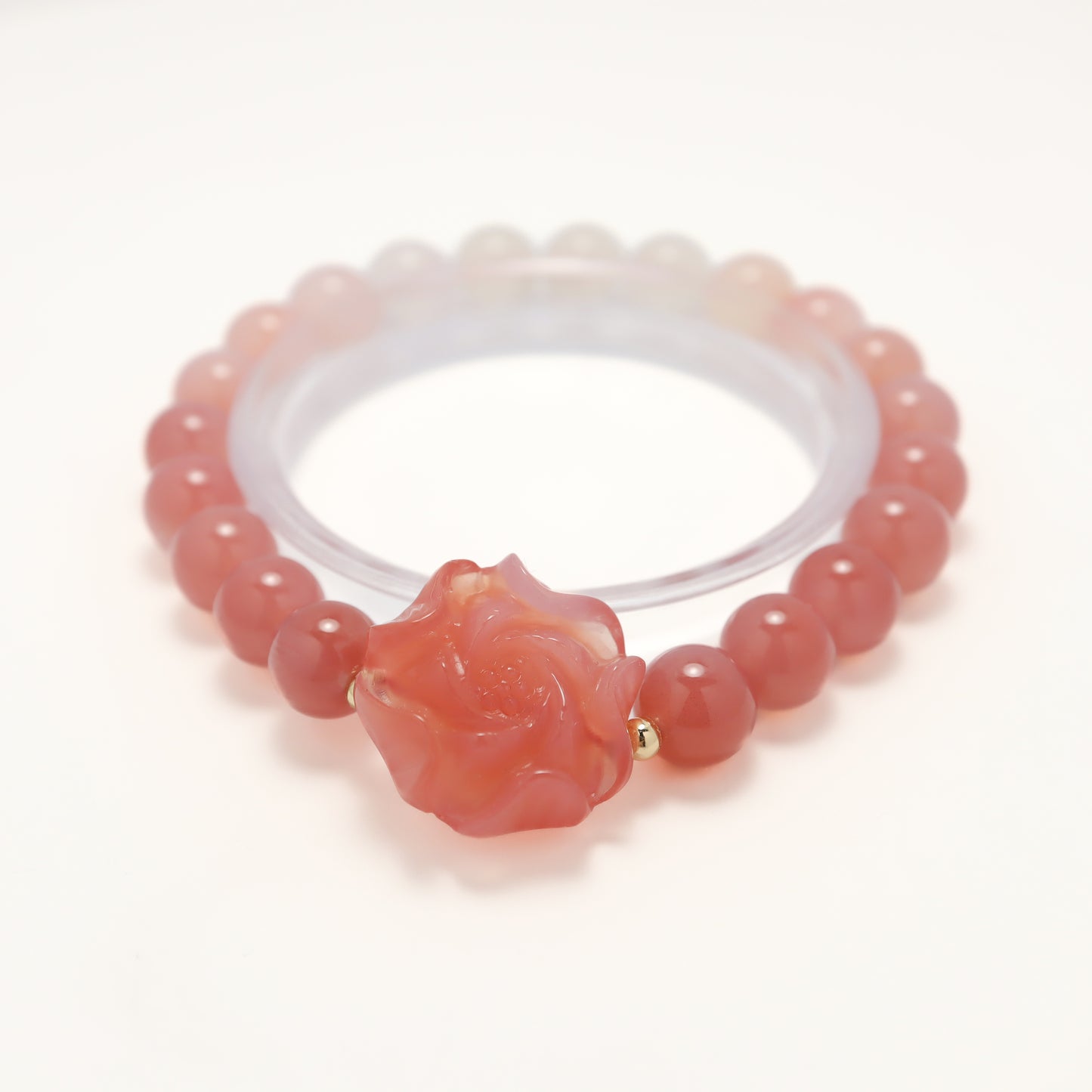 Fortune Moutan Peony Crimson Agate Bracelet