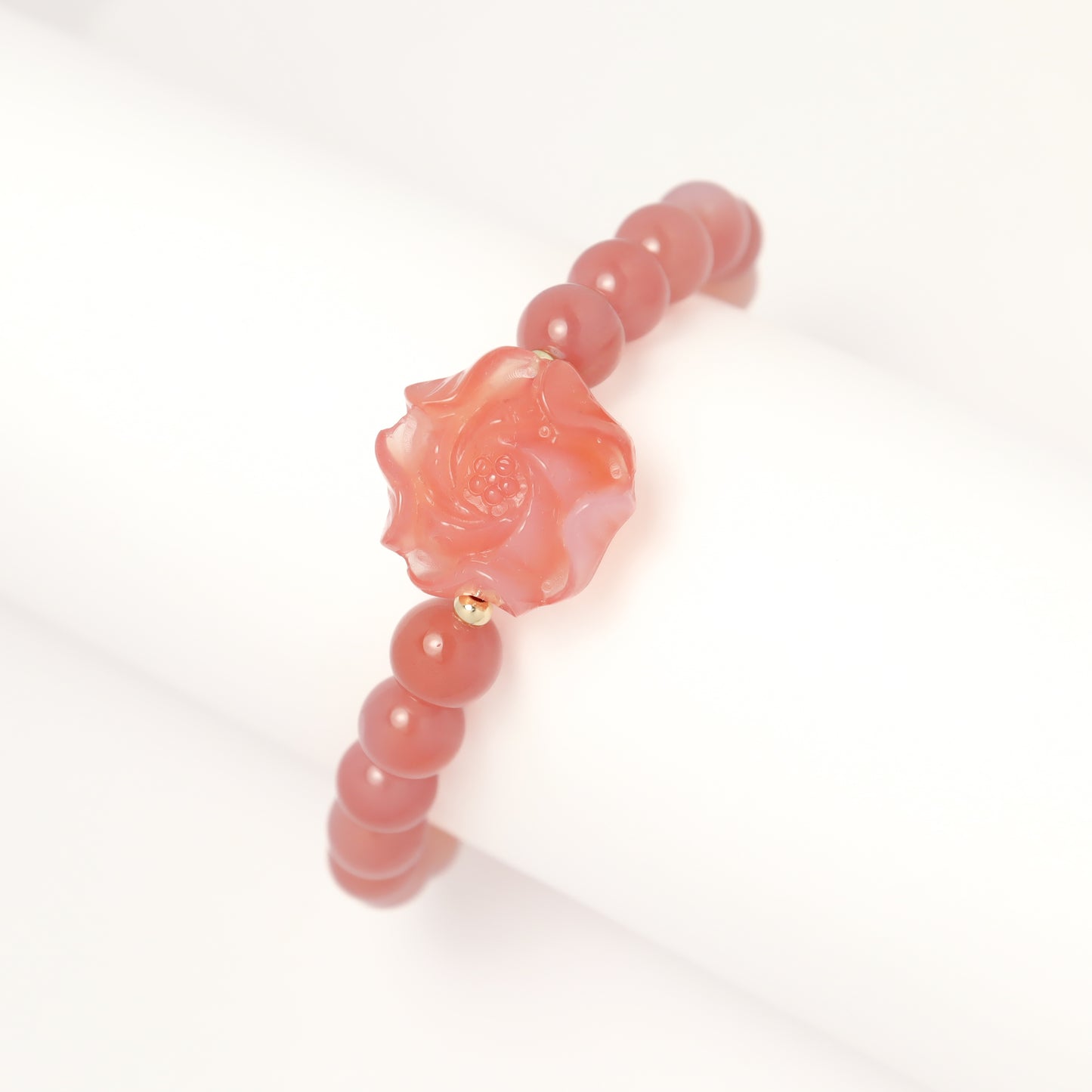 Fortune Moutan Peony Crimson Agate Bracelet