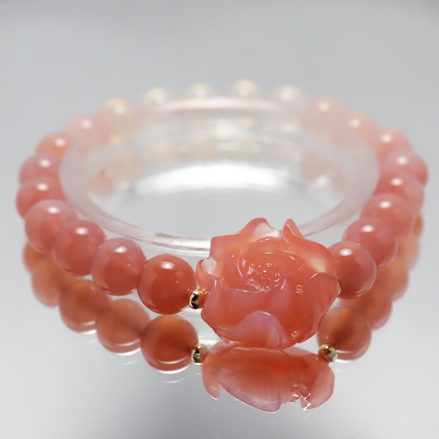Fortune Moutan Peony Crimson Agate Bracelet