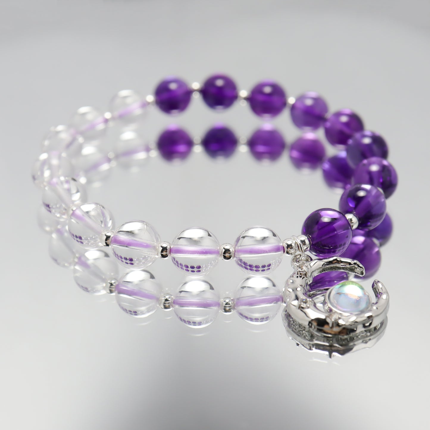 Treasure On Moon - Amethyst & Clear Quartz Bracelet