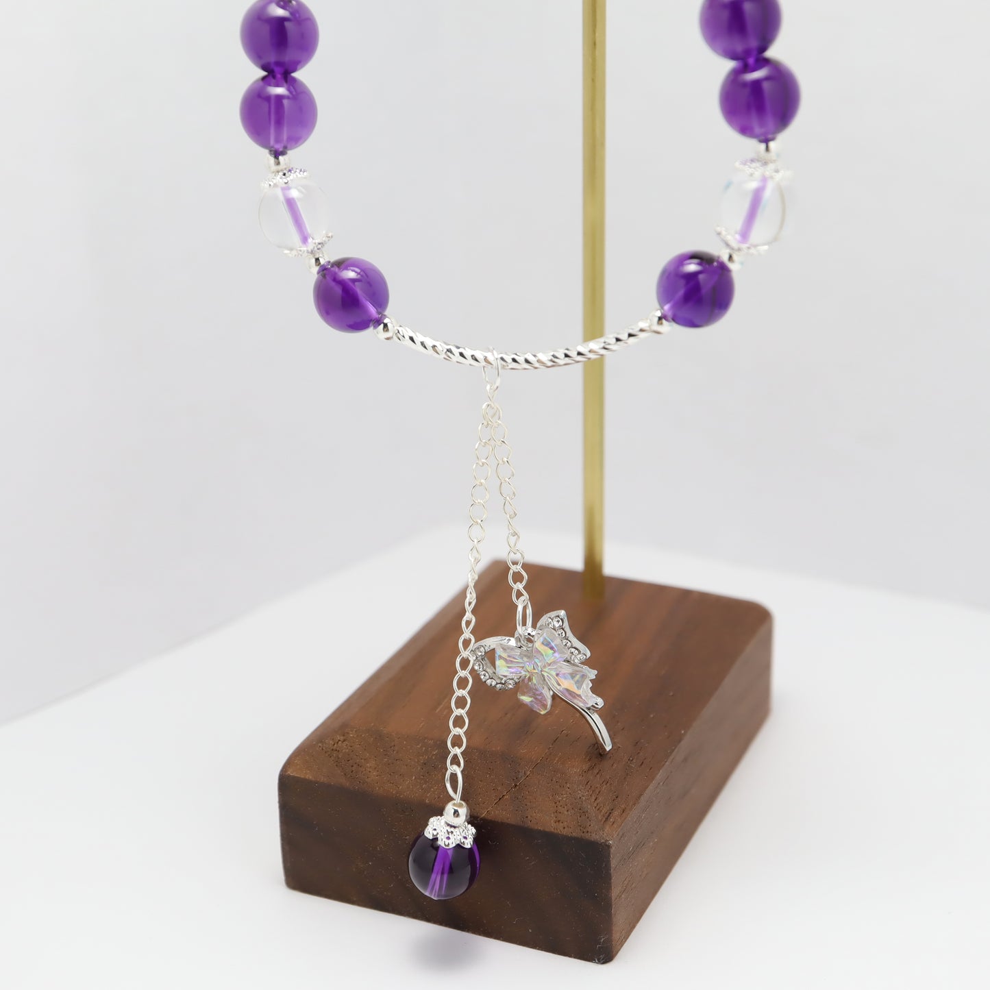 Fairy's Bowknot - Amethyst & Clear Quartz Bracelet