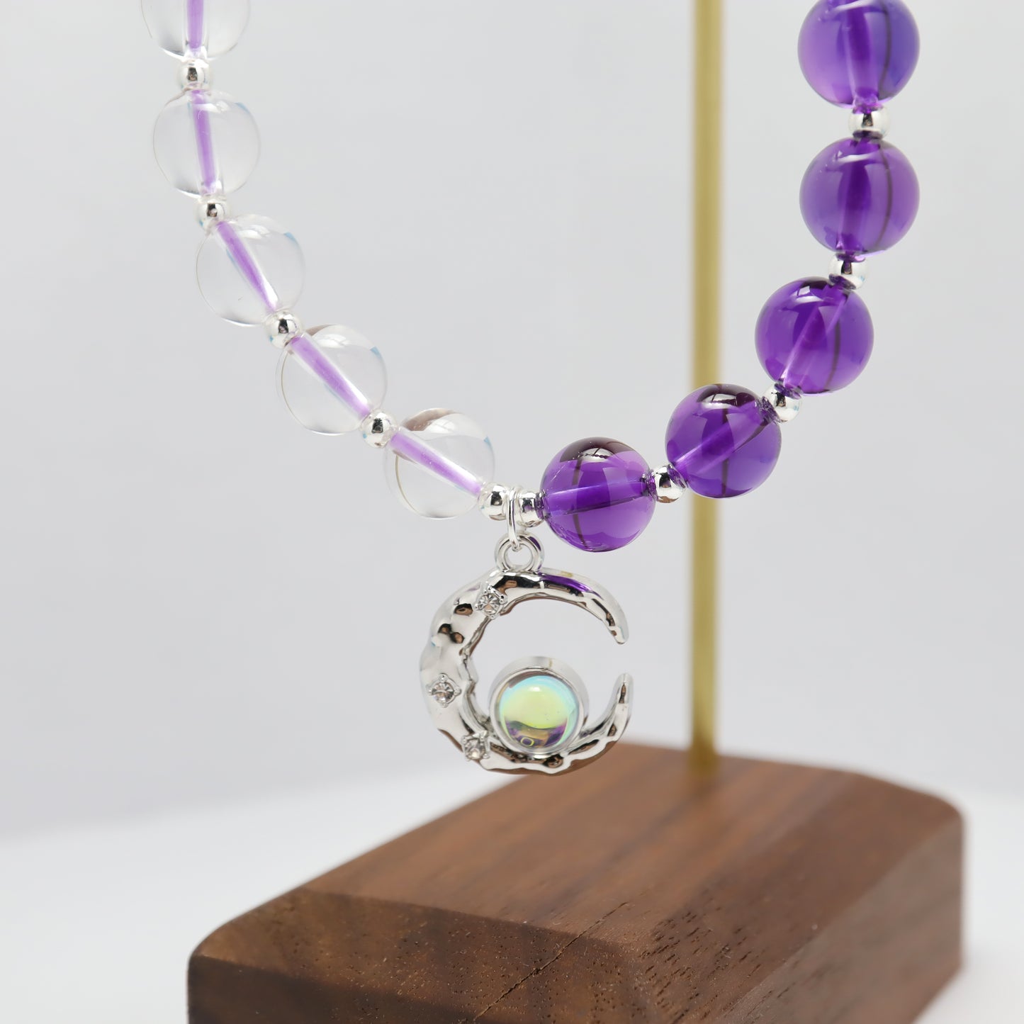 Treasure On Moon - Amethyst & Clear Quartz Bracelet