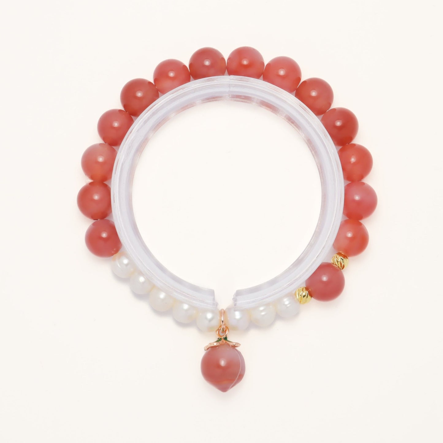 Eternal love - Freshwater Pearl & Crimson Agate Bracelet