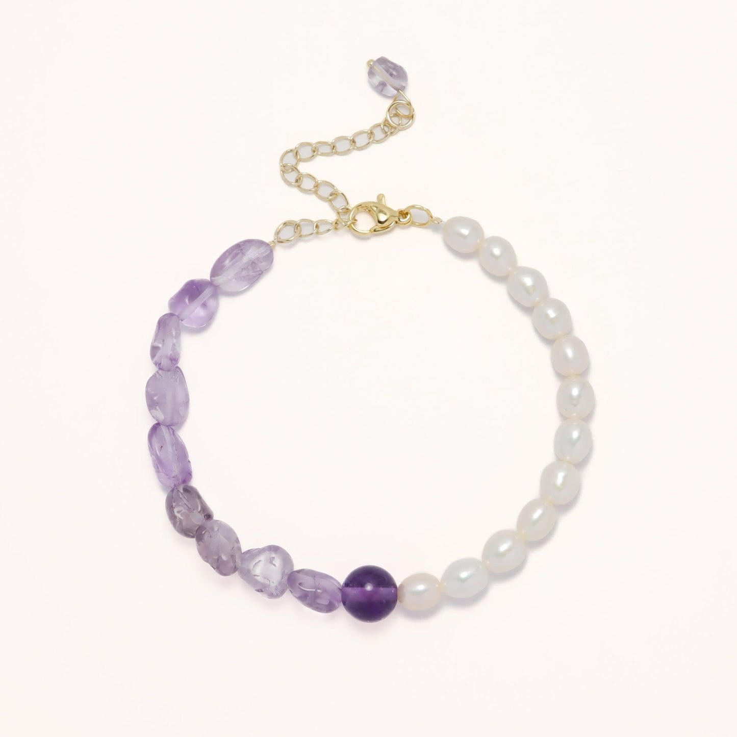 Diana Blessing - Lavender Amethyst & Freshwater Pearl Bracelet with Hook Lock