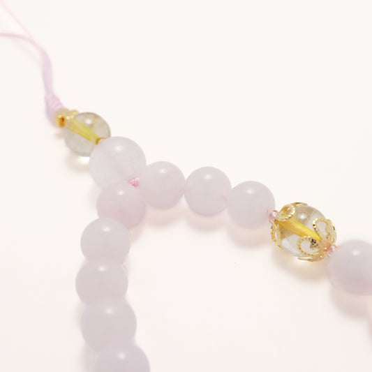 Miss U - Rose Quartz Rutilated Quartz & Strawberry Quartz Phone Charm / Key Chain