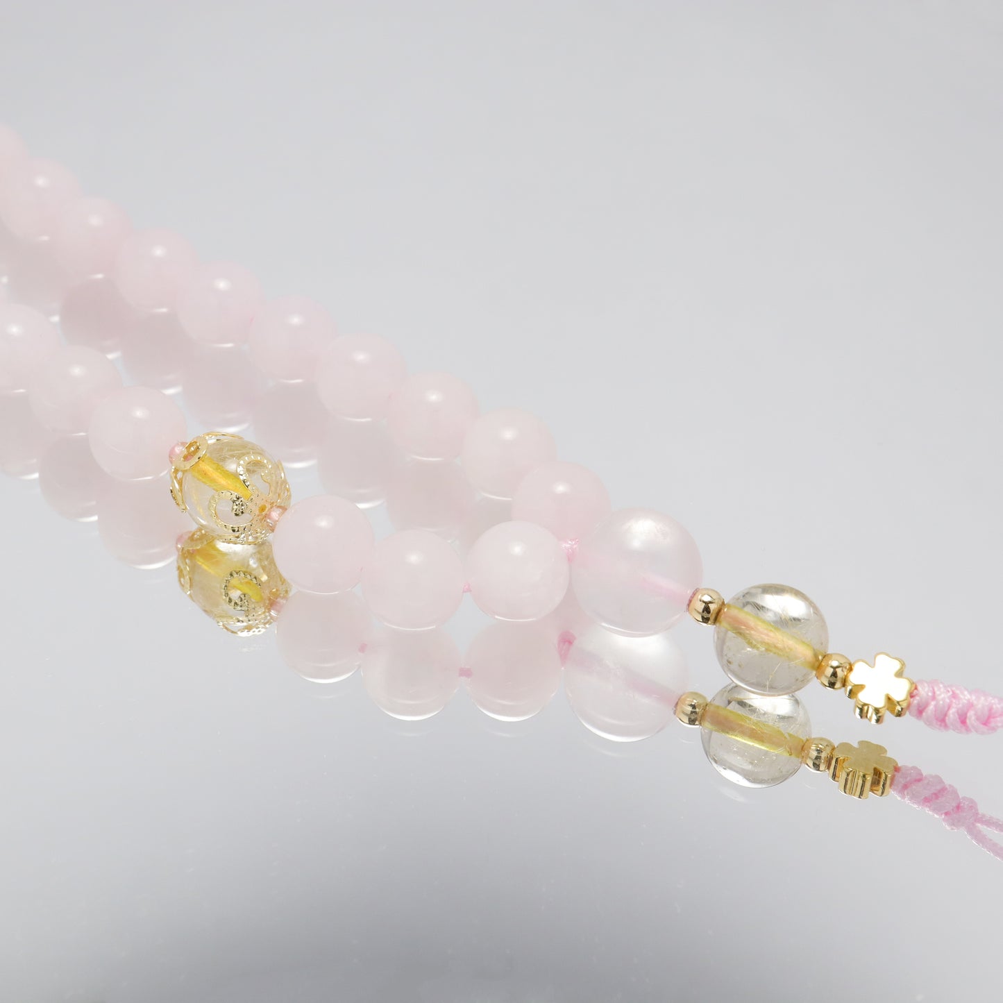 Miss U - Rose Quartz Rutilated Quartz & Strawberry Quartz Phone Charm / Key Chain