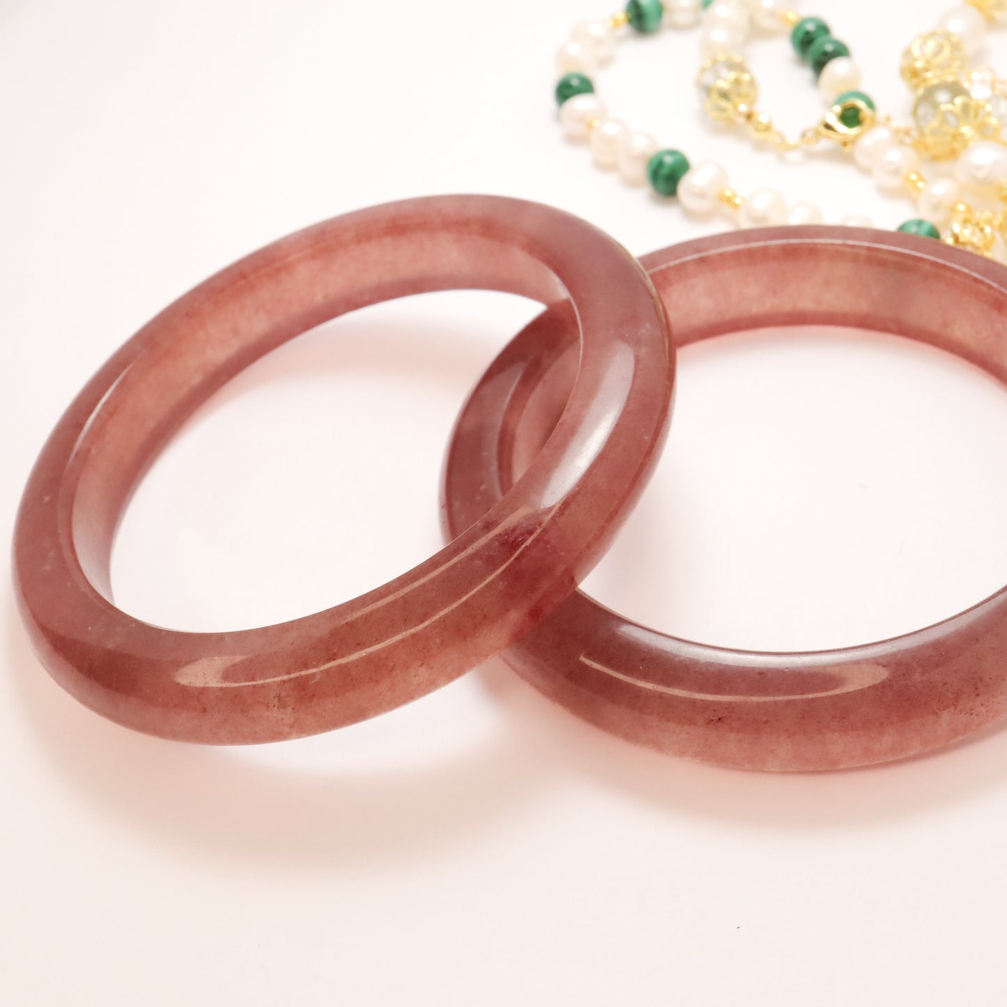 Sweet Love -Thicker & Flat Inner Strawberry Quartz Bangle Bracelet (Pre-Sale) (Some in Stock)