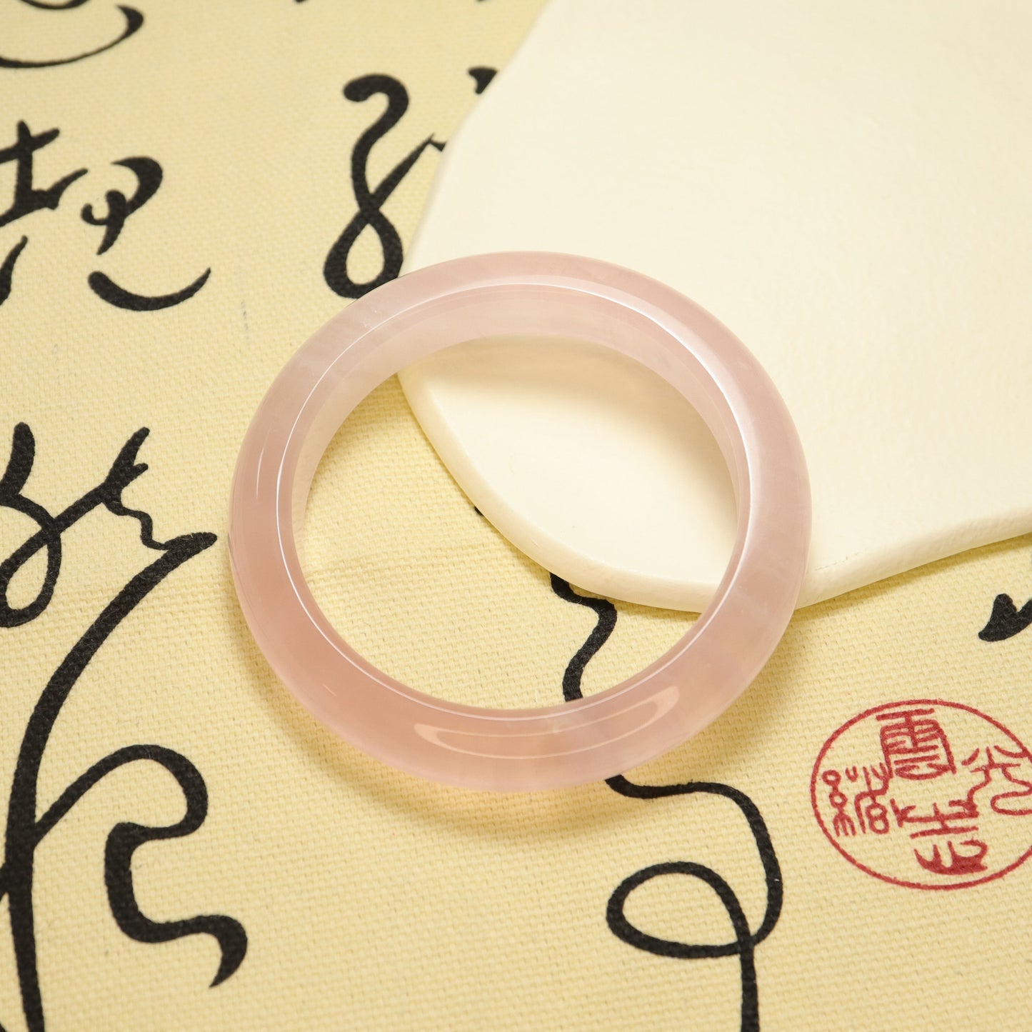 Rose Memory - Thicker & Flat Inner Madagascar Rose Quartz Bangle Bracelet (Pre-Sale) (Some in Stock)