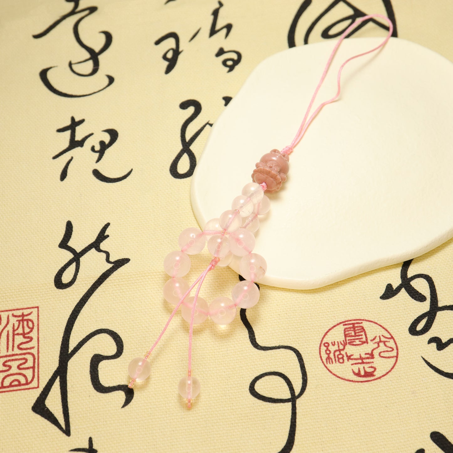 Love Bunny Alashan Agate & Mozambique Rose Quartz - Phone Charm / Key Chain