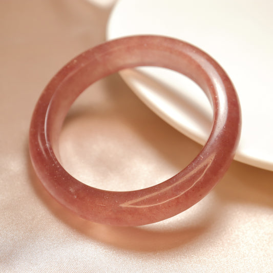 Sweet Love -Thicker & Flat Inner Strawberry Quartz Bangle Bracelet (Pre-Sale) (Some in Stock)