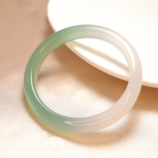 Mountain Breeze - Green & White Chalcedony Bangle Bracelet (Pre-Sale) (Some in Stock)