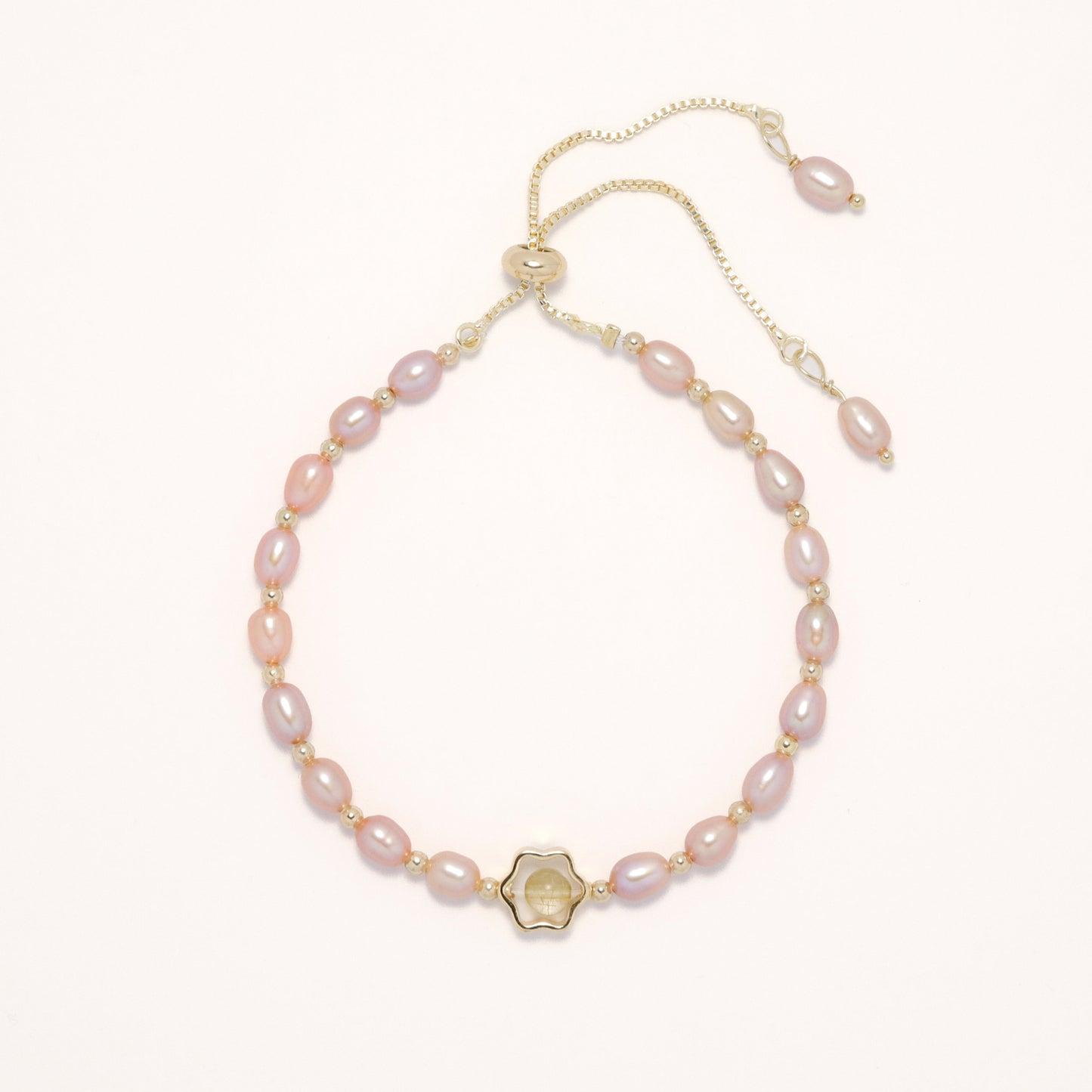 Pretty In Pink - Elegant Freshwater Pearl Bracelet with Adjustable Chain