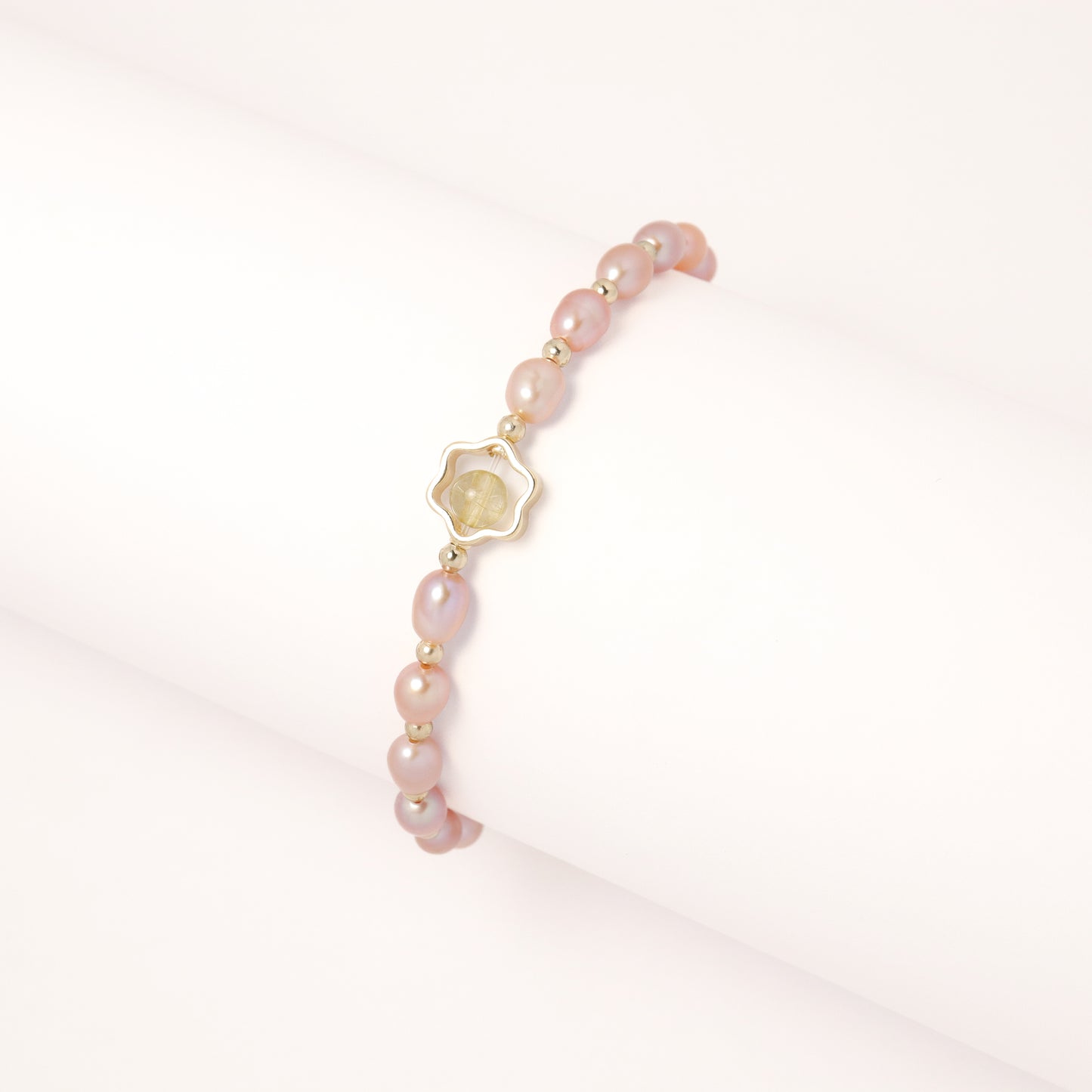 Pretty In Pink - Elegant Freshwater Pearl Bracelet with Adjustable Chain