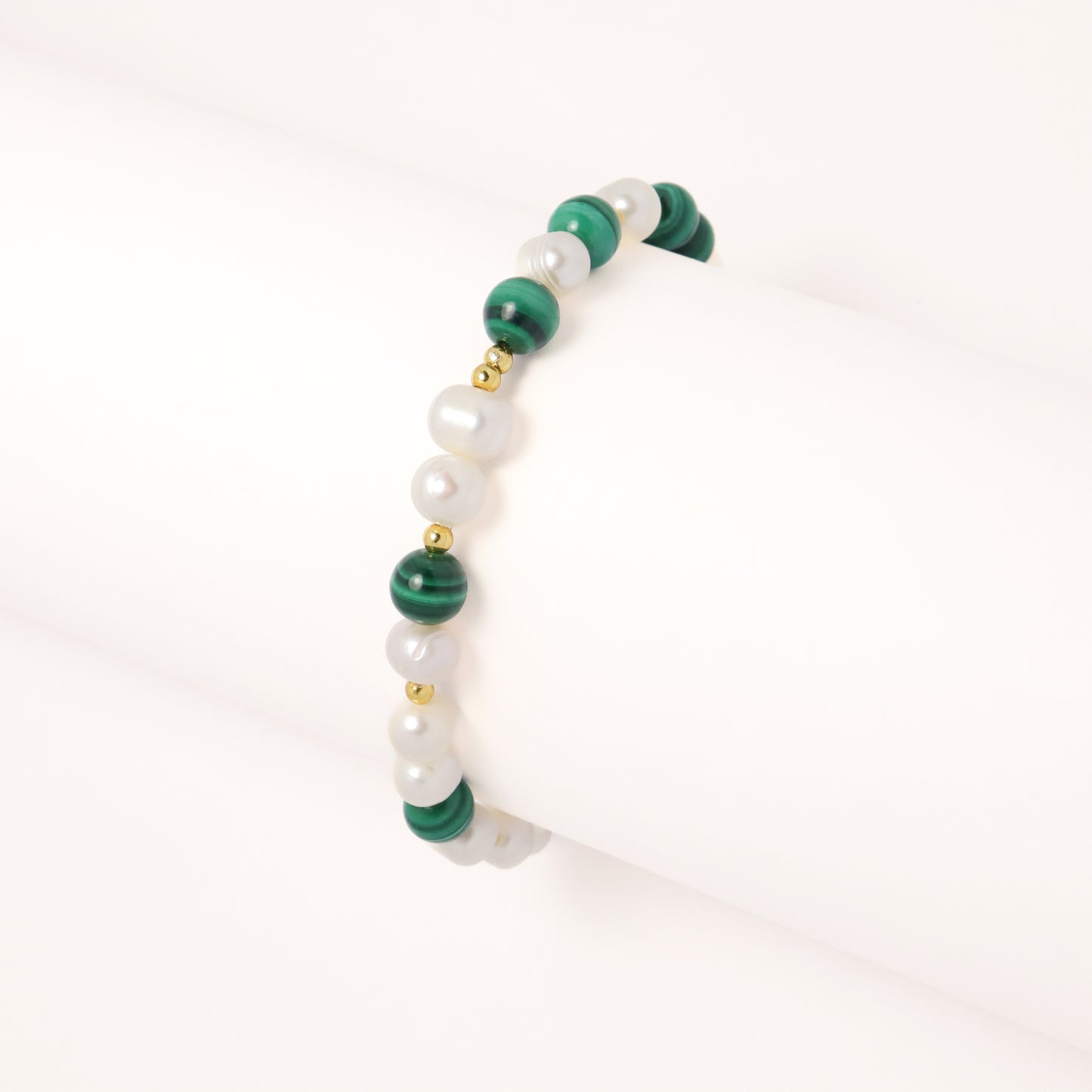 Peacock Prime - Freshwater Pearl & Malachite Bracelet With Adjustable Chain