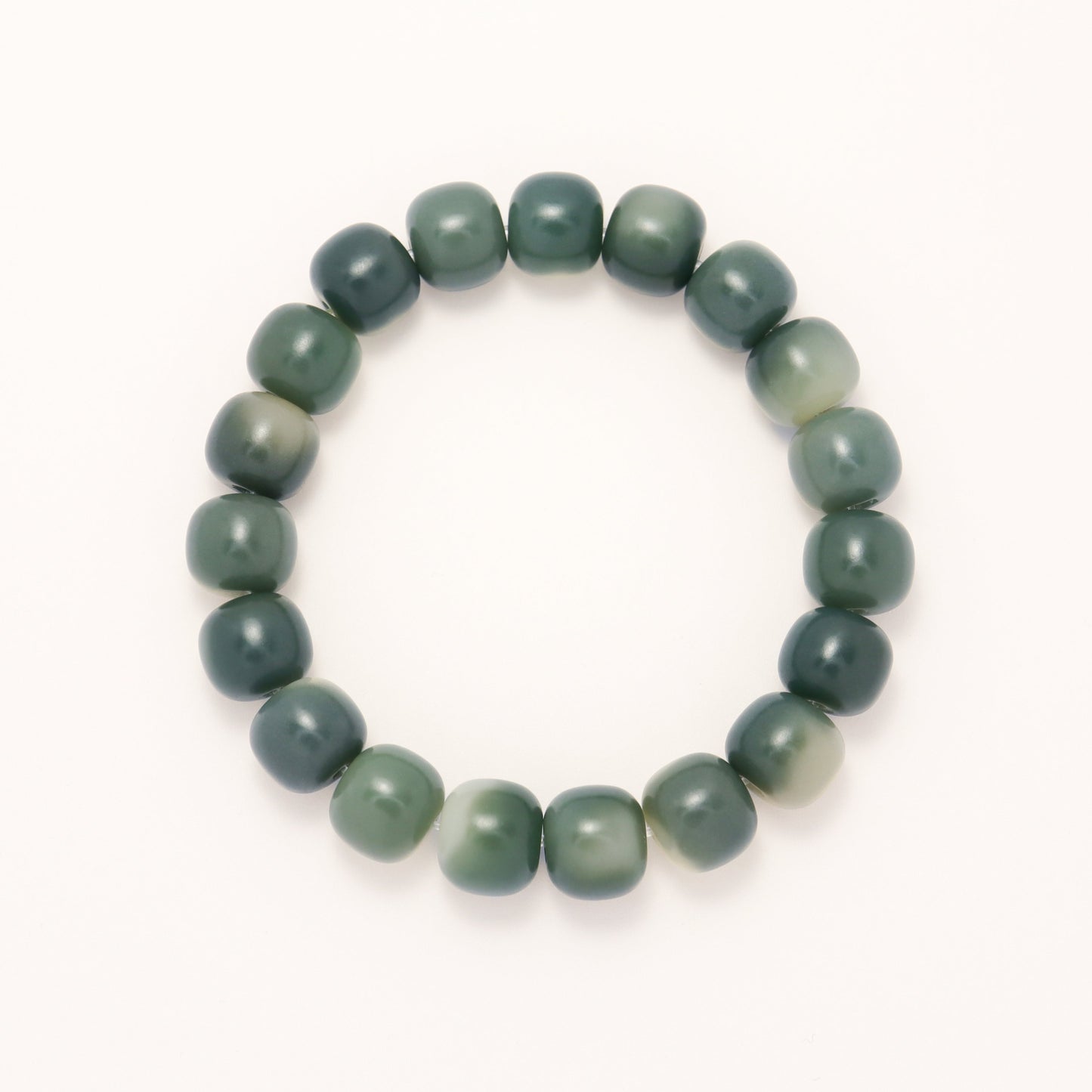 Deep Green Floating Snowflake Bodhi Root Bracelet