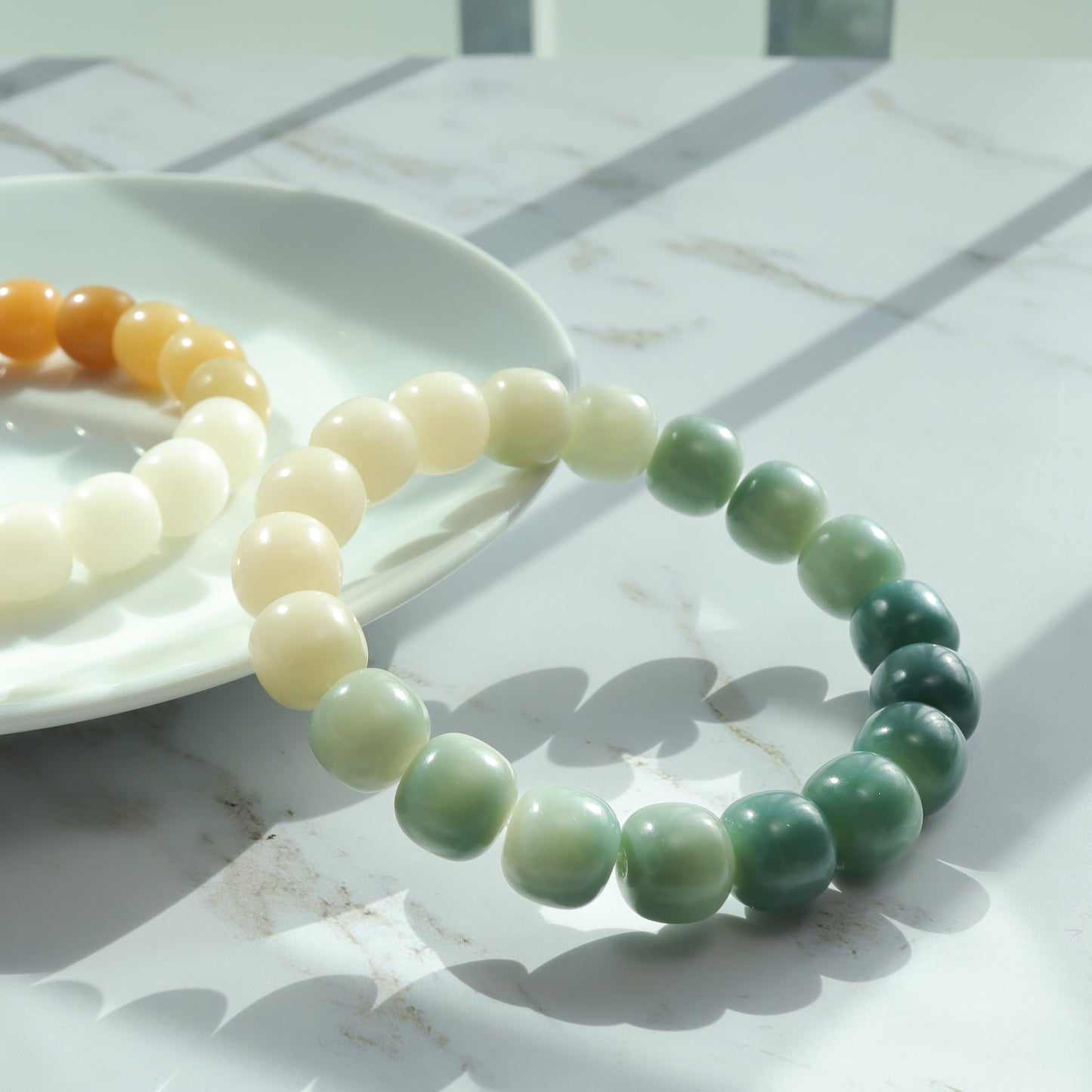 Spring Minty - Gradient Green Bodhi Root Bracelet