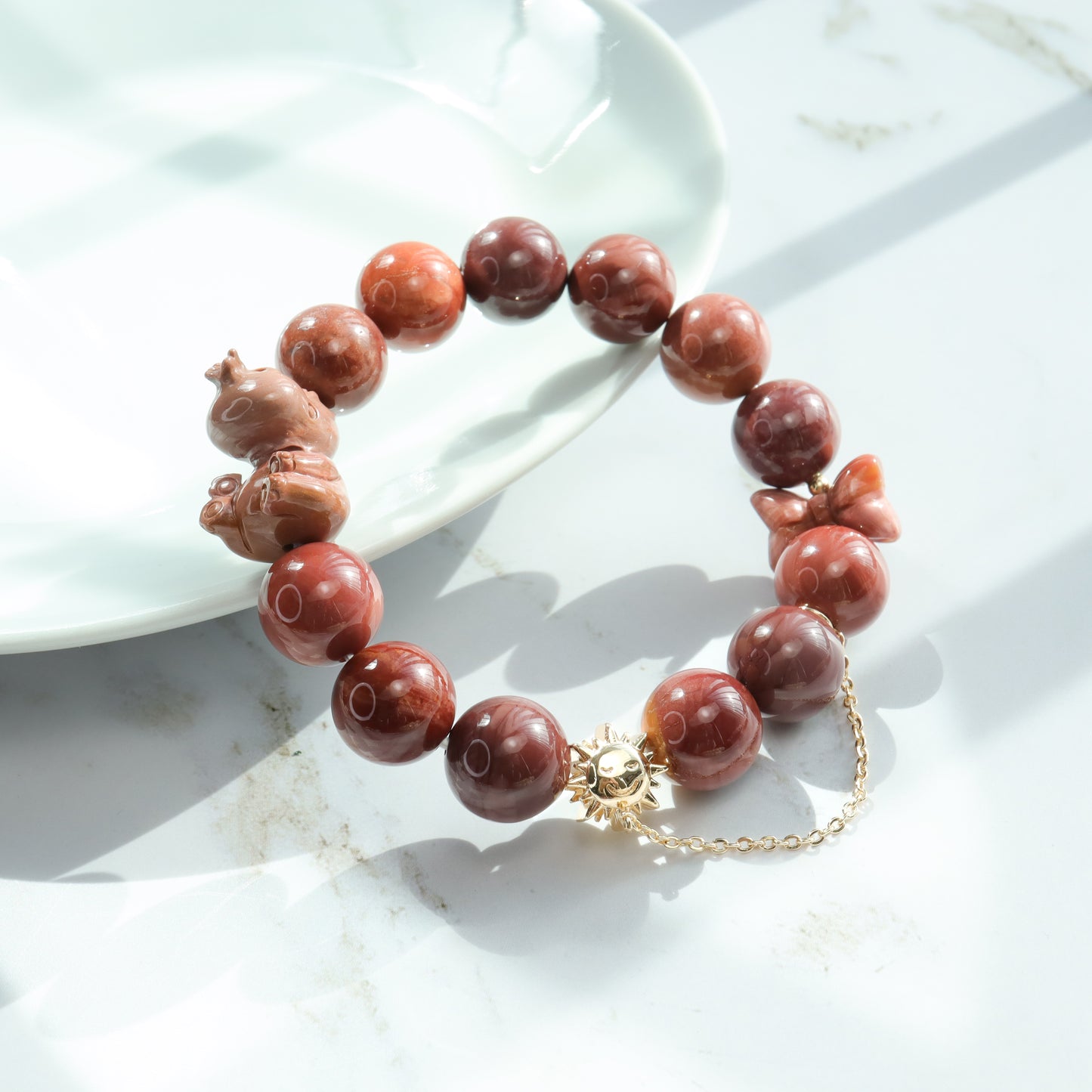 Rhino & Butterfly - Alashan Agate Bracelet