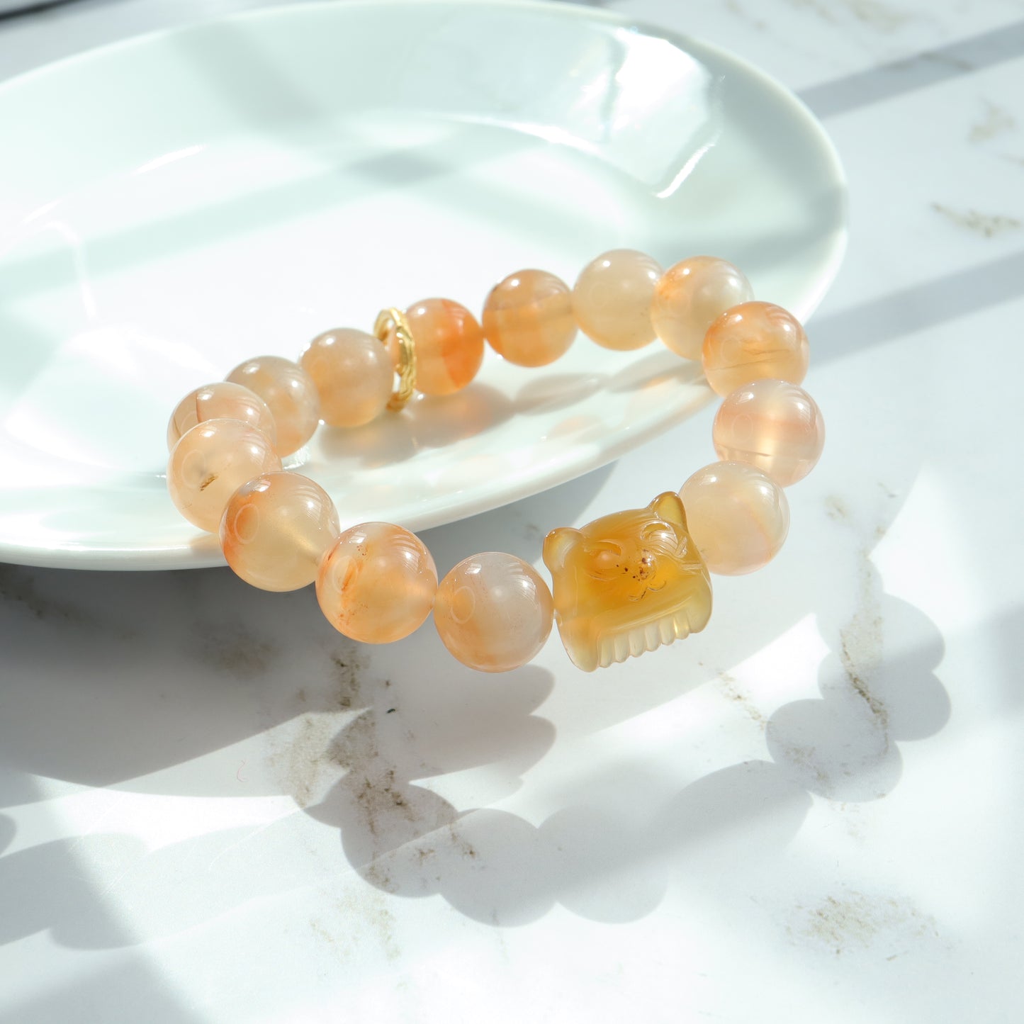 Cat Lover - Premium Yuhua Transparent Alashan Agate Bracelet